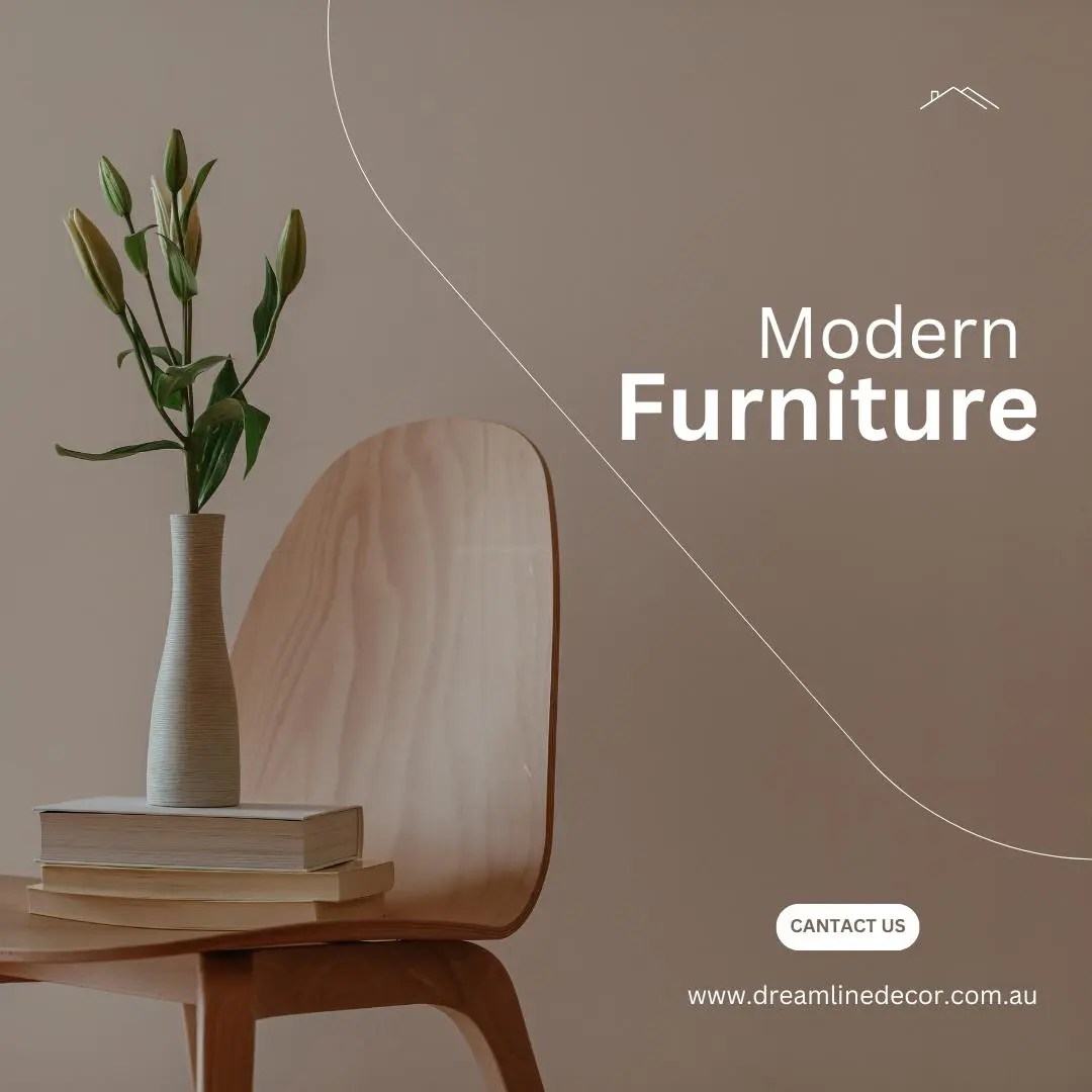 A curated selection of modern furniture pieces, including a sofa and coffee table, chosen by Dreamline Decor for a Melbourne home renovation.