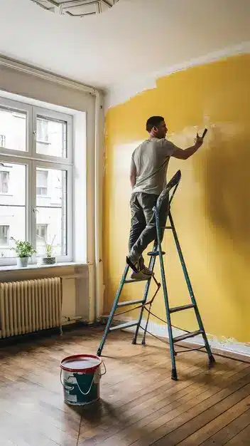Professional interior painting of living room walls and ceiling in Melbourne