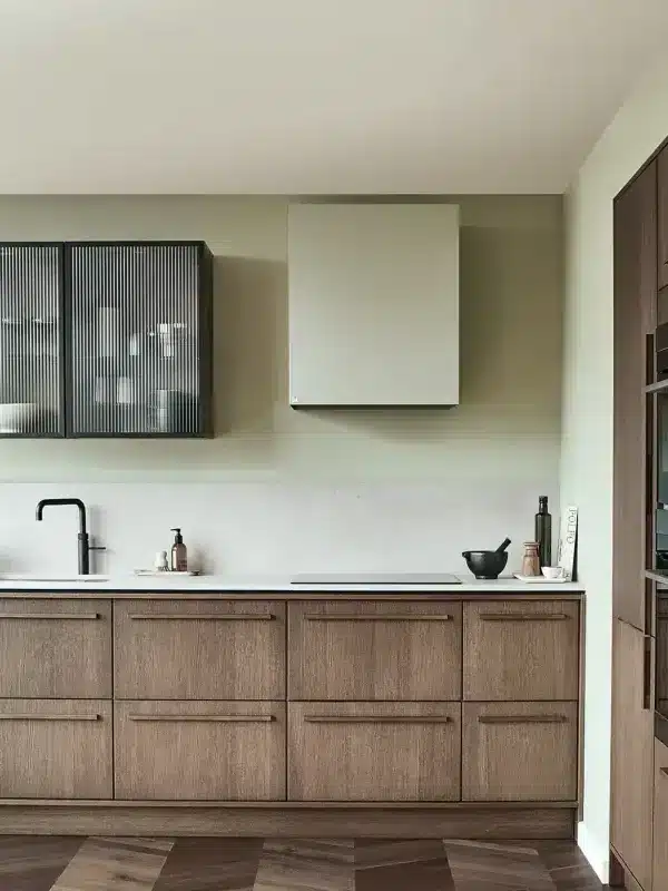 Sleek modern kitchen design with matte finishes and minimalist cabinetry