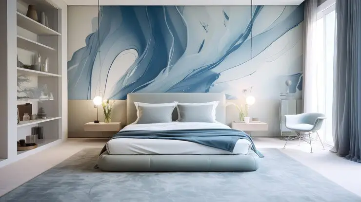 Master suite painted in relaxing bedroom colors in a Melbourne home